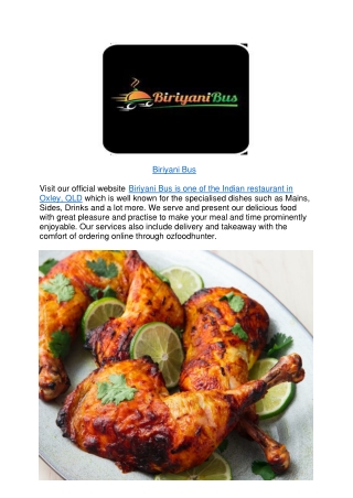 5% OFF - Biriyani Bus Indian Restaurant Oxley Delivery,QLD