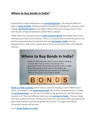 Where to buy bonds in India