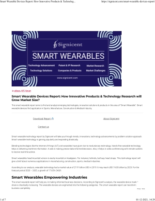 Smart Wearable Devices Report How Innovative Products & Technology Research will Grow Market Size