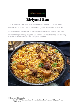 5% off - Biriyani Bus Indian Restaurant Menu Pullenvale, QLD (1)