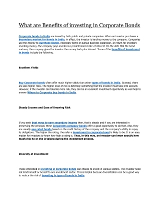 What are Benefits of investing in Corporate Bonds