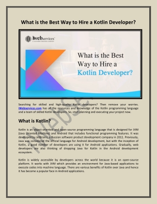 What is the Best Way to Hire a Kotlin Developer - iWebServices