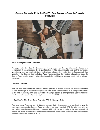 Google Formally Puts An End To Few Previous Search Console Features