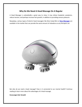Why Do We Need A Head Massage On A Regular Basis