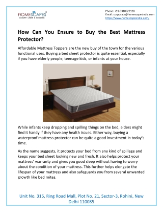 How Can You Ensure to Buy the Best Mattress Protector