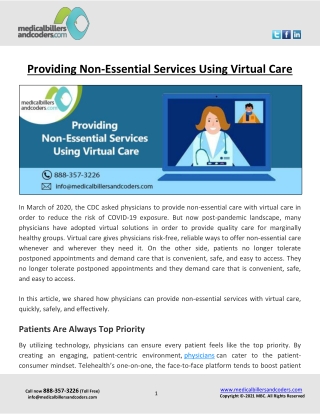 Providing Non-Essential Services Using Virtual Care