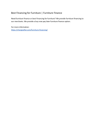 Best Financing for Furniture | Furniture Finance