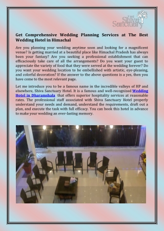 Wedding Hotels in McLeod Ganj