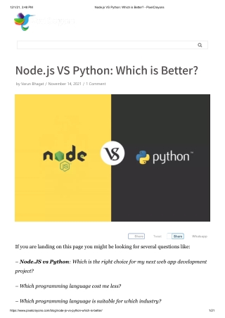 Node.js VS Python_ Which is Better | PixelCrayons