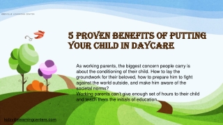 5 Proven Benefits Of Putting Your Child in Daycare