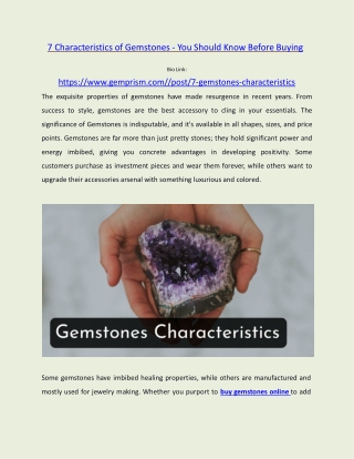 7 Characteristics Of Gemstones