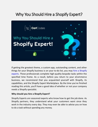 Why You Should Hire a Shopify Expert