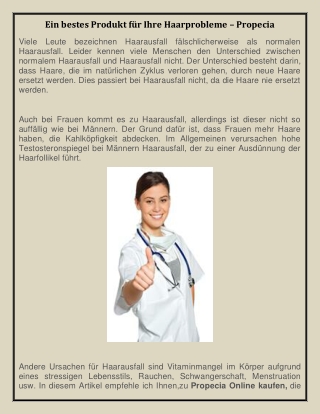 Ein bestes Produkt für Ihre Haarprobleme – Propecia
