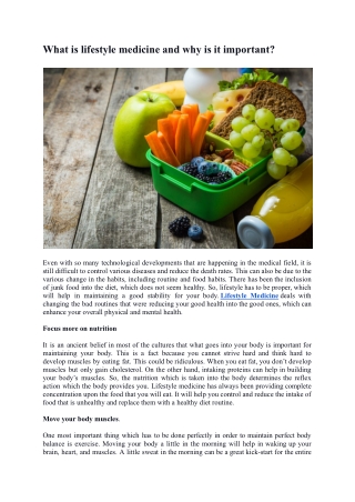 What is lifestyle medicine and why is it important_