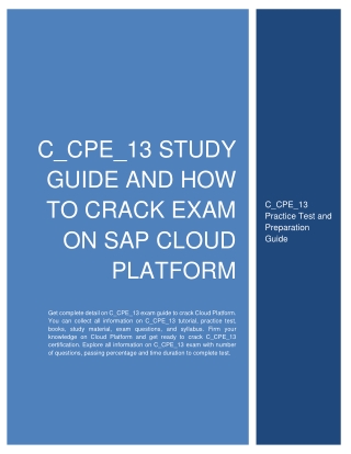 C_CPE_13 Study Guide and How to Crack Exam on SAP Cloud Platform