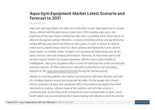 Aqua Gym Equipment Market Latest Scenario and Forecast to 2031