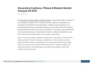 Decorative Cushions, Pillows & Blanket Market Analysis till 2031
