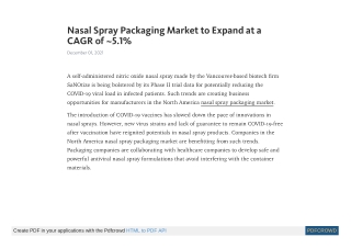 Nasal Spray Packaging Market to Expand at a CAGR of ~5.1%