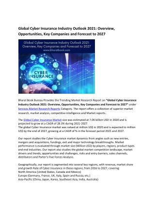 Global Cyber Insurance Market Research Report 2021-2027