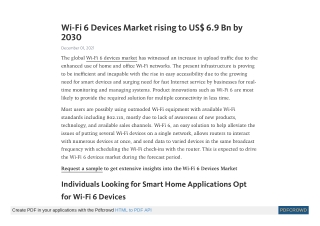 Wi-Fi 6 Devices Market rising to US$ 6.9 Bn by 2030