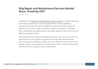 Ship Repair and Maintenance Services Market Share, Trends by 2031
