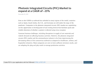 Photonic Integrated Circuits (PIC) Market to expand at a CAGR of ~23%