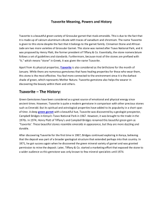 Tsavorite Meaning, Powers and History
