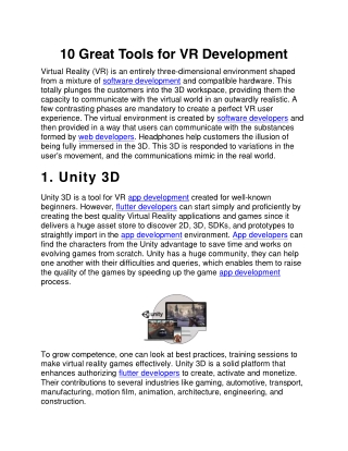 10 Great Tools for VR Development