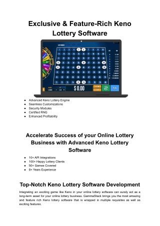 Keno Lottery Software