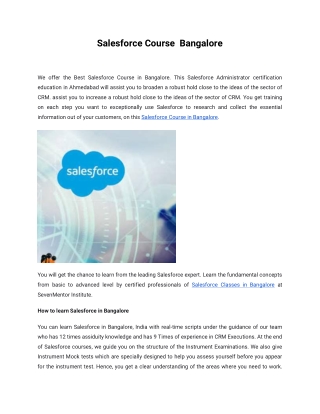 Salesforce Course  Bangalore
