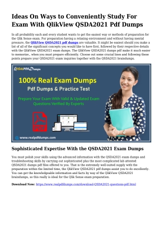 Sustainable QSDA2021 Dumps Pdf For Astounding End result