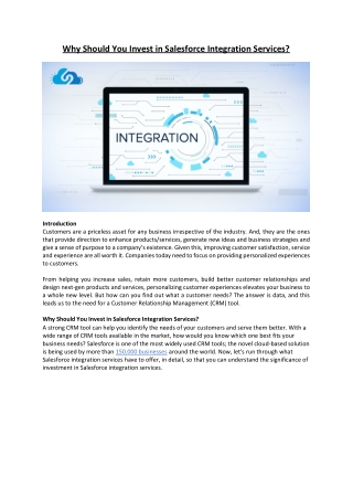 Why Should You Invest in Salesforce Integration Services