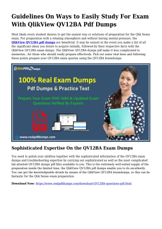 QV12BA Pdf Dumps The Logical Preparing Source