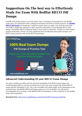 Useful Planning Because of the Enable Of RH133 Dumps Pdf