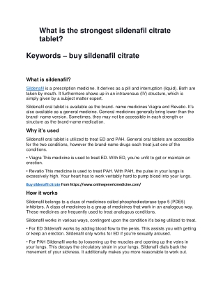 What is the strongest sildenafil citrate tablet