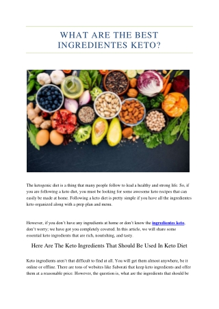 What Are The Best Ingredientes Keto