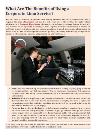 What Are The Benefits of Using a Corporate Limo Service