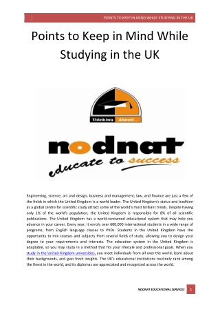 Points to Keep in Mind While Studying in the UK