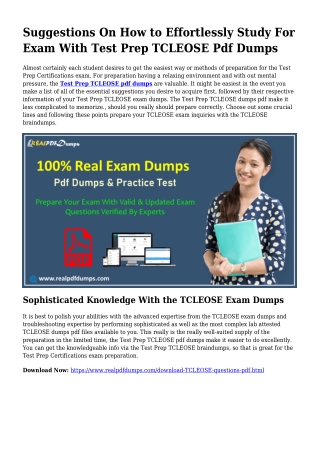 Worthwhile Preparation Because of the Assistance Of TCLEOSE Dumps Pdf