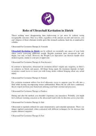 Roles of Ultraschall Kavitation in Zürich