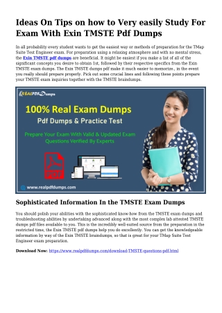 Precious Planning With the Assistance Of TMSTE Dumps Pdf