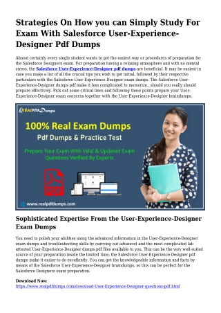 Important Planning By the Assistance Of User-Experience-Designer Dumps Pdf