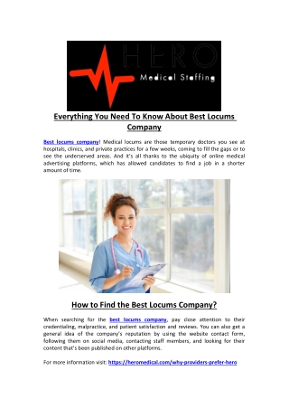 Everything You Need To Know About Best Locums Company