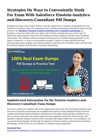 Einstein-Analytics-and-Discovery-Consultant Pdf Dumps The Sensible Planning Sour