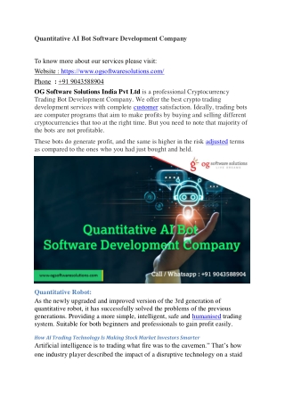 Quantitative AI Bot Software Development Company