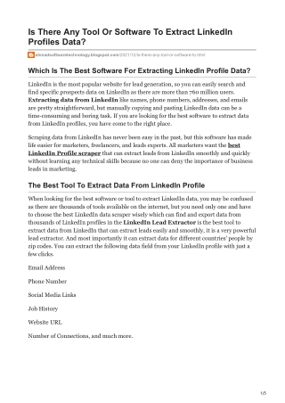 Is There Any Tool Or Software To Extract LinkedIn Profiles Data
