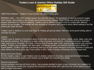 Traders Loan & Jewelry Offers Holiday Gift Guide
