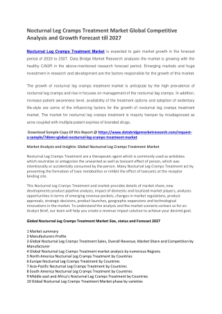 Nocturnal Leg Cramps Treatment Market Global Competitive Analysis and Growth Forecast till 2027