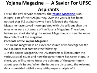 Yojana Magazine — A Savior For UPSC Aspirants