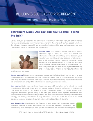 Retirement Goals Are You and Your Spouse Talking the Talk